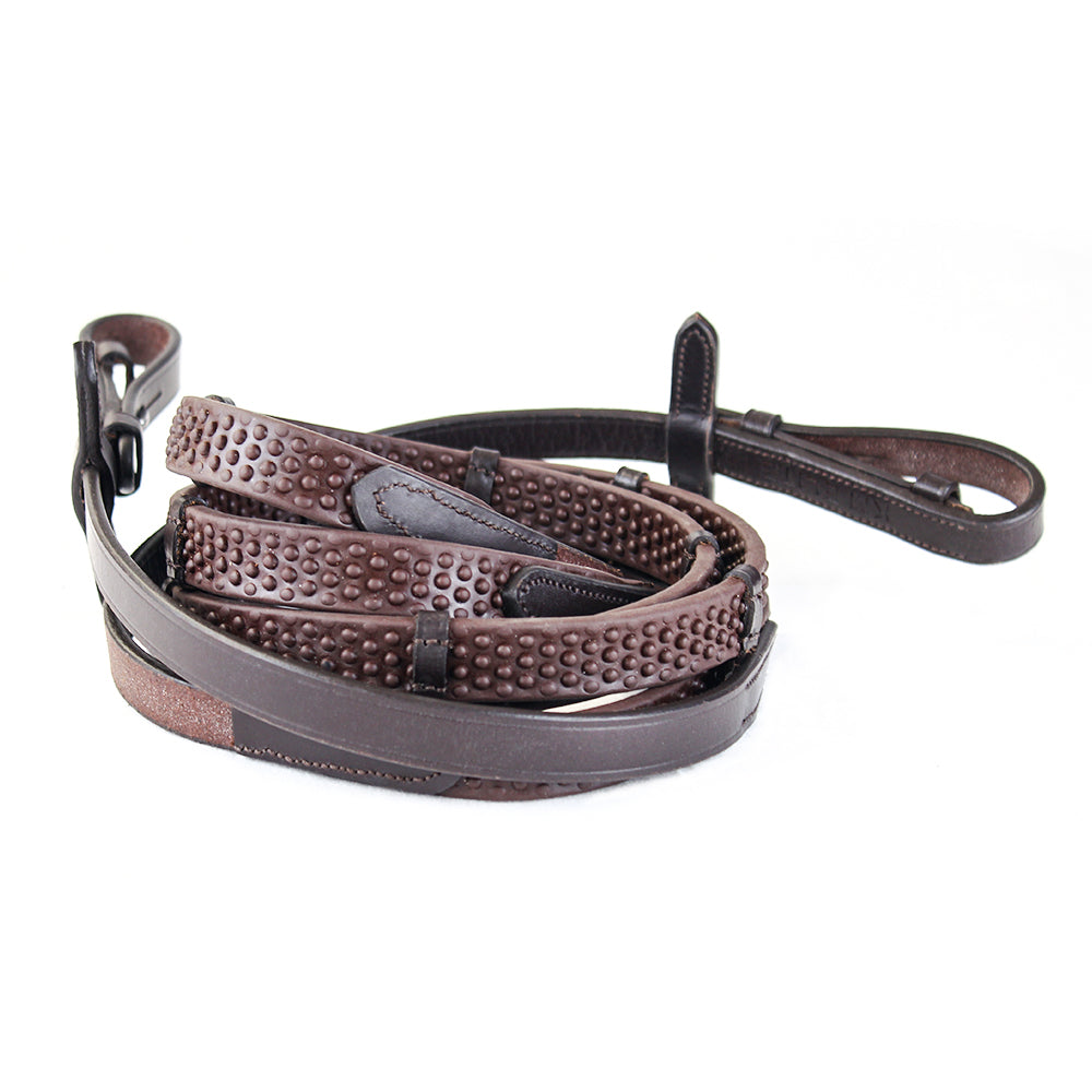 KM Elite Pro Grip Eventer Reins with Stoppers