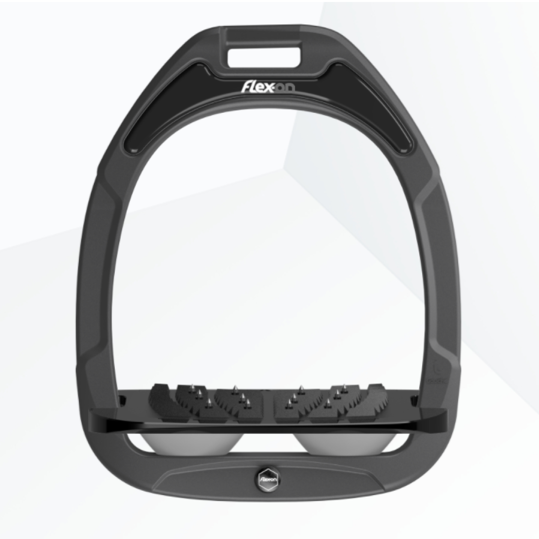 Flex-On Green Composite Inclined Ultra Grip Stirrups - Dark Grey/Black/Grey