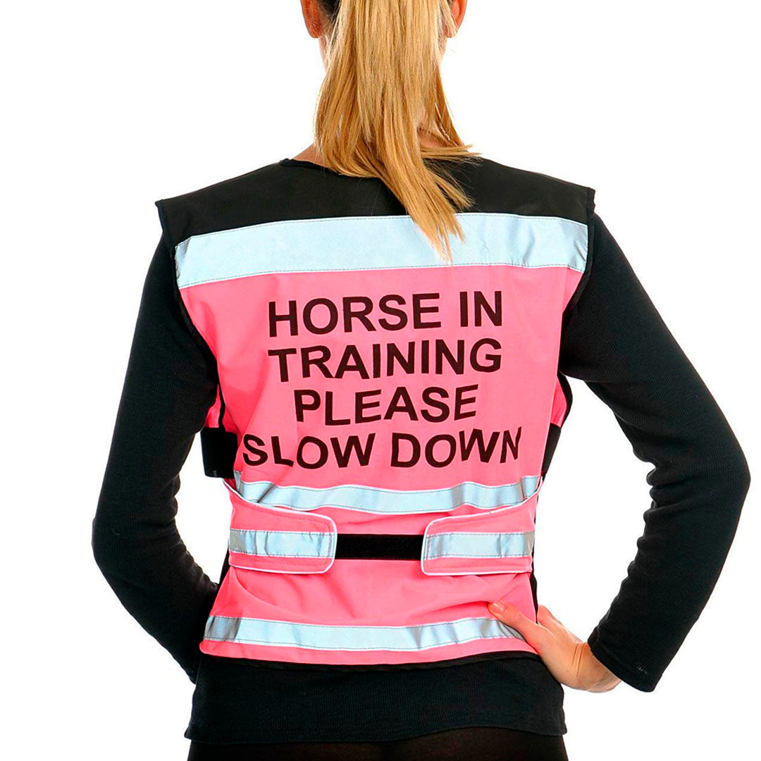 Equisafety Horse In Training Please Slow Down High Visibility Junior Waistcoat