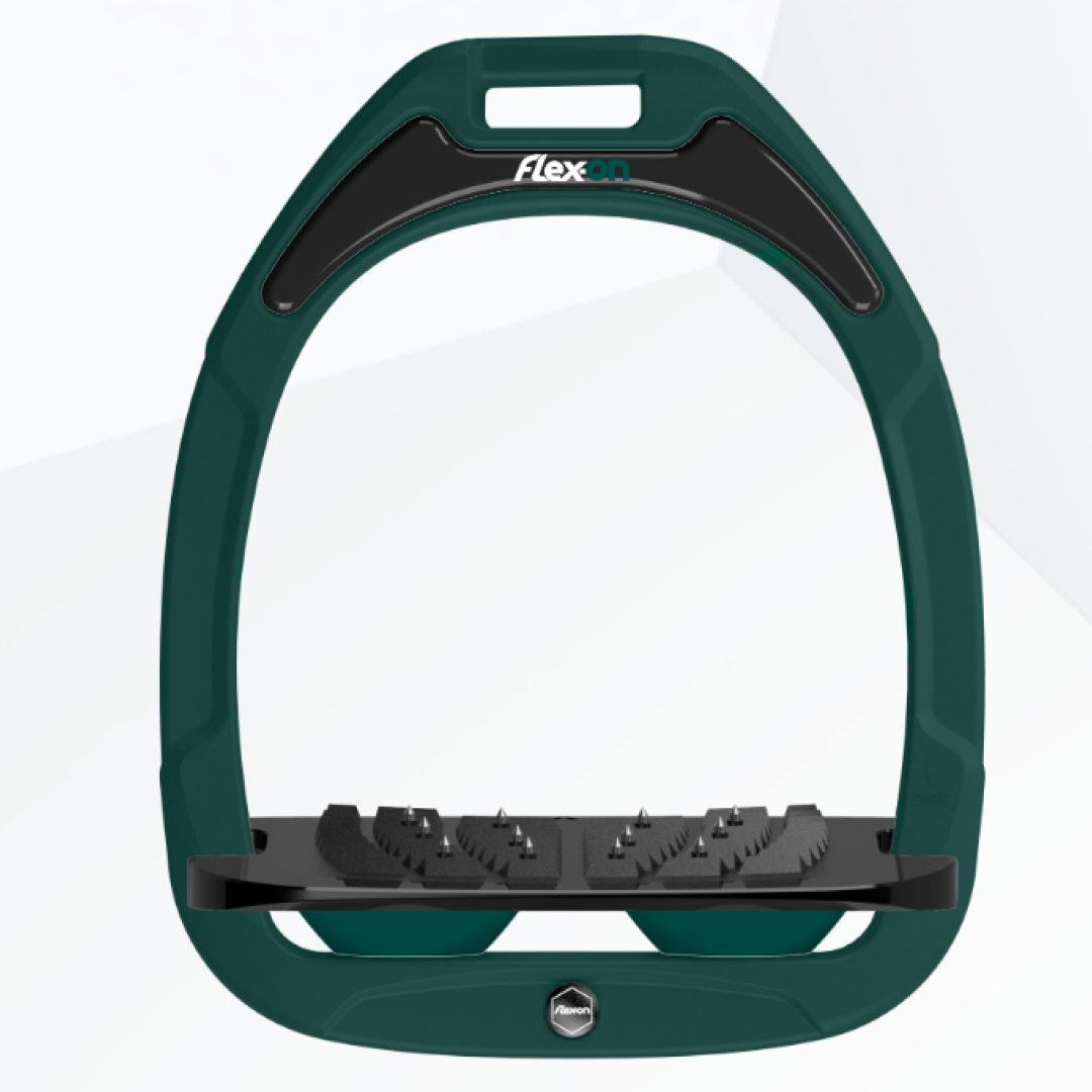 Flex-On Green Composite Inclined Ultra Grip Stirrups - Green/Black/Green