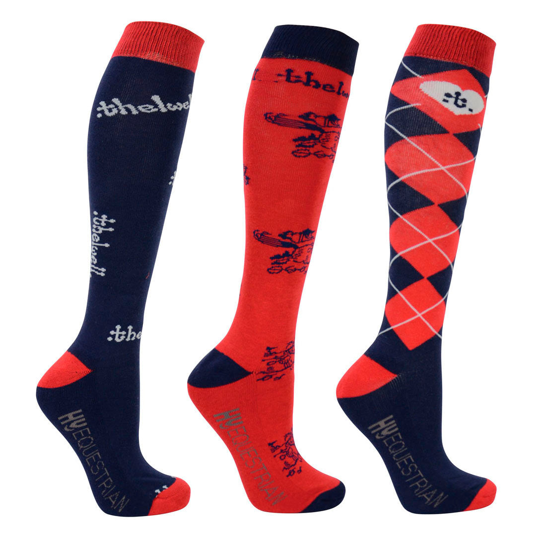 Hy Equestrian Thelwell Original Collection Children's Long Socks - Pack of 3