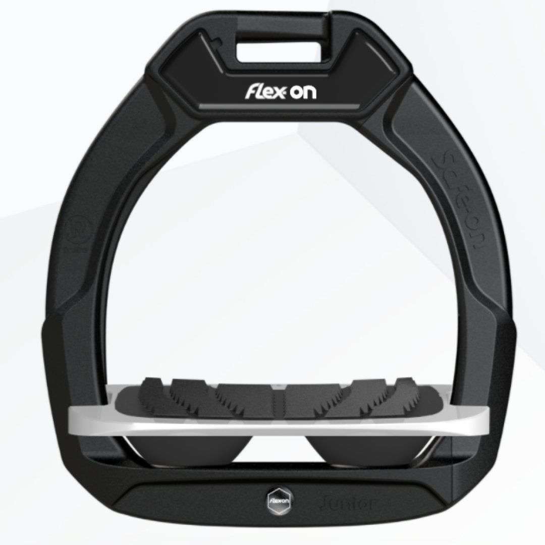 Flex-On Safe-On Junior Safety Stirrups - Black/Grey/Black