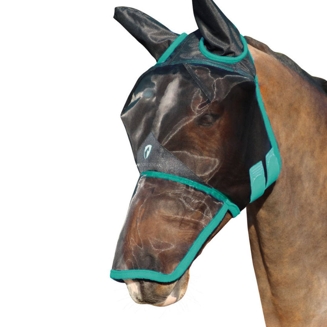 Hy Equestrian Mesh Full Mask with Ears and Nose Coverage