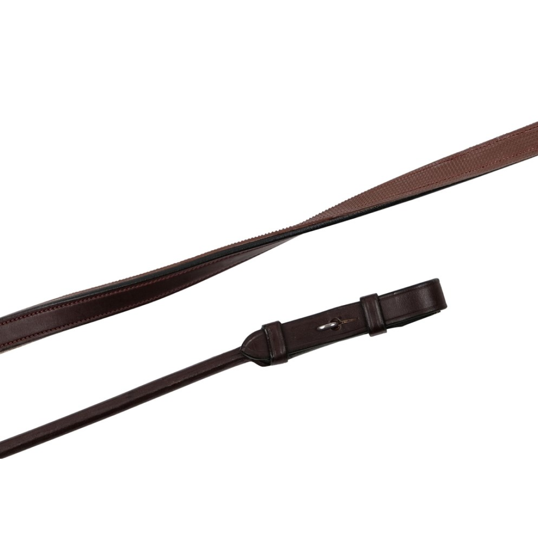 Montar Leather/Rubber Round Reins With French Hooks