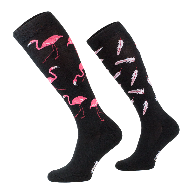 Comodo Adults Novelty Fun Socks Black Flamingo
