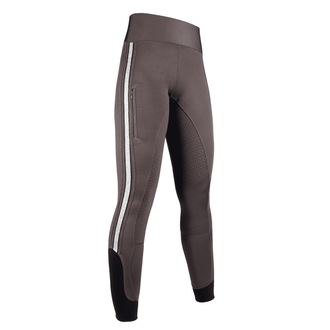 HKM Silver Stripe Style Silicone Full Seat Riding Leggings