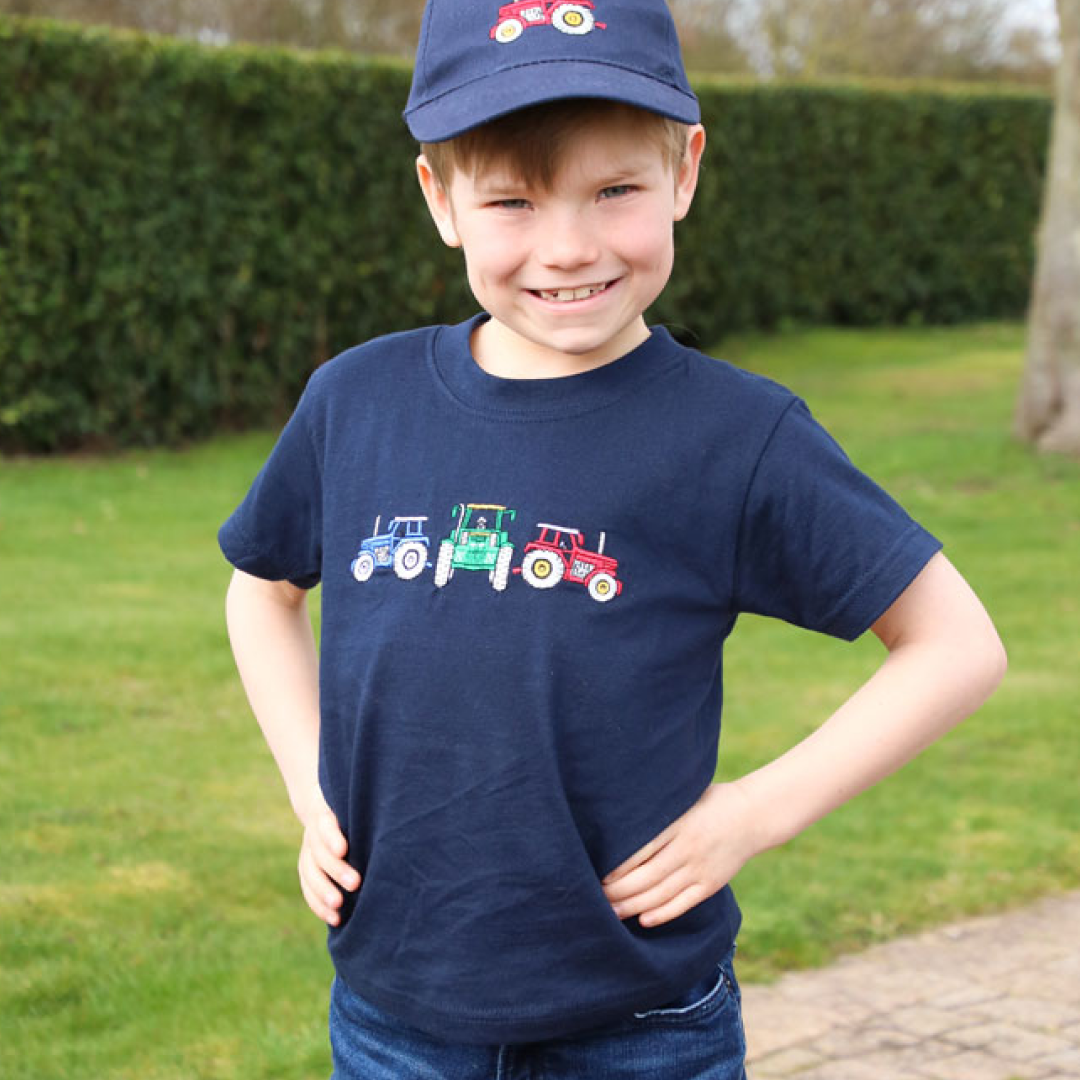 British Country Collection Three Tractors Childrens T-Shirt