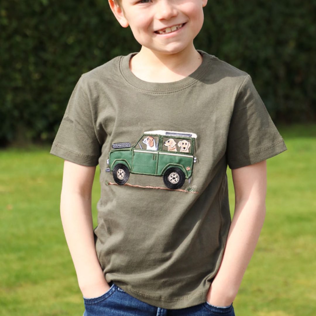 British Country Collection Offroader & Dogs Childrens T-Shirt