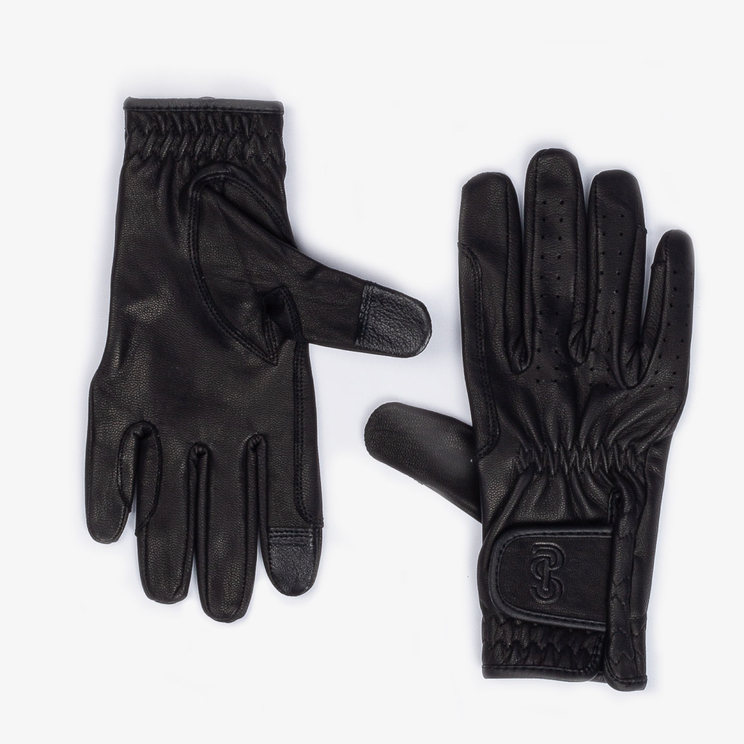 PS of Sweden Black Leather Riding Gloves #colour_black