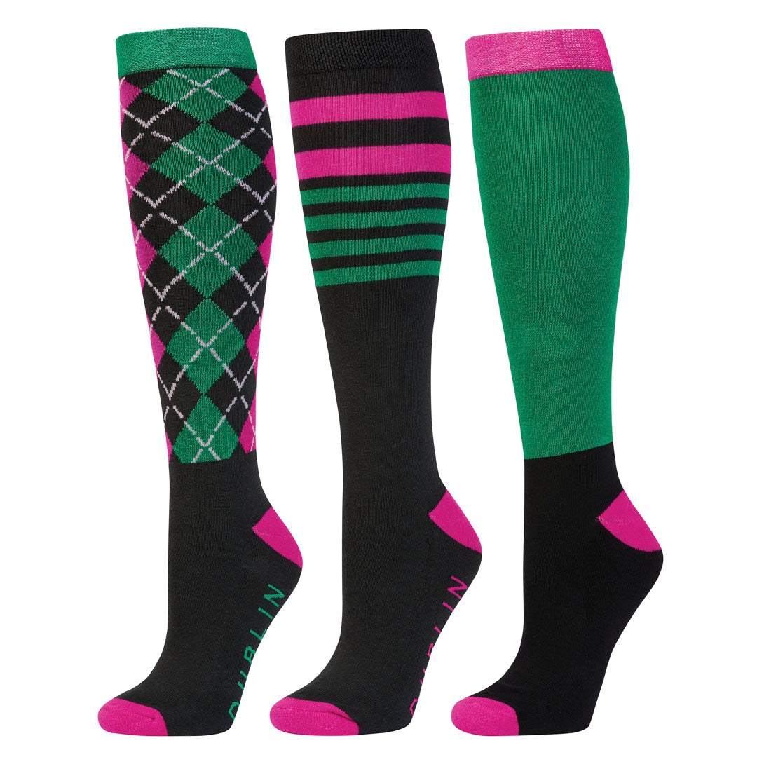 Dublin Patterned Riding Socks - Pack of 3