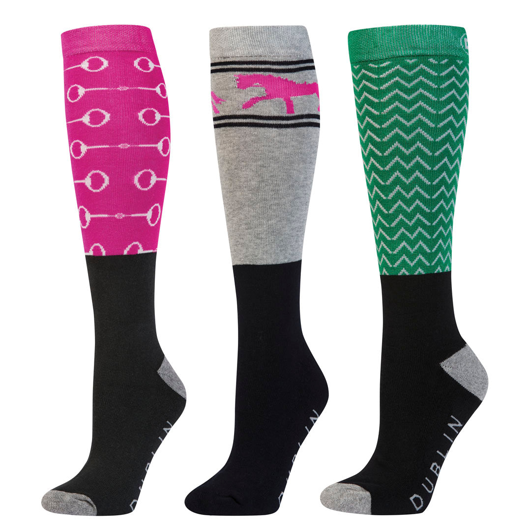 Dublin Patterned Riding Socks - Pack of 3