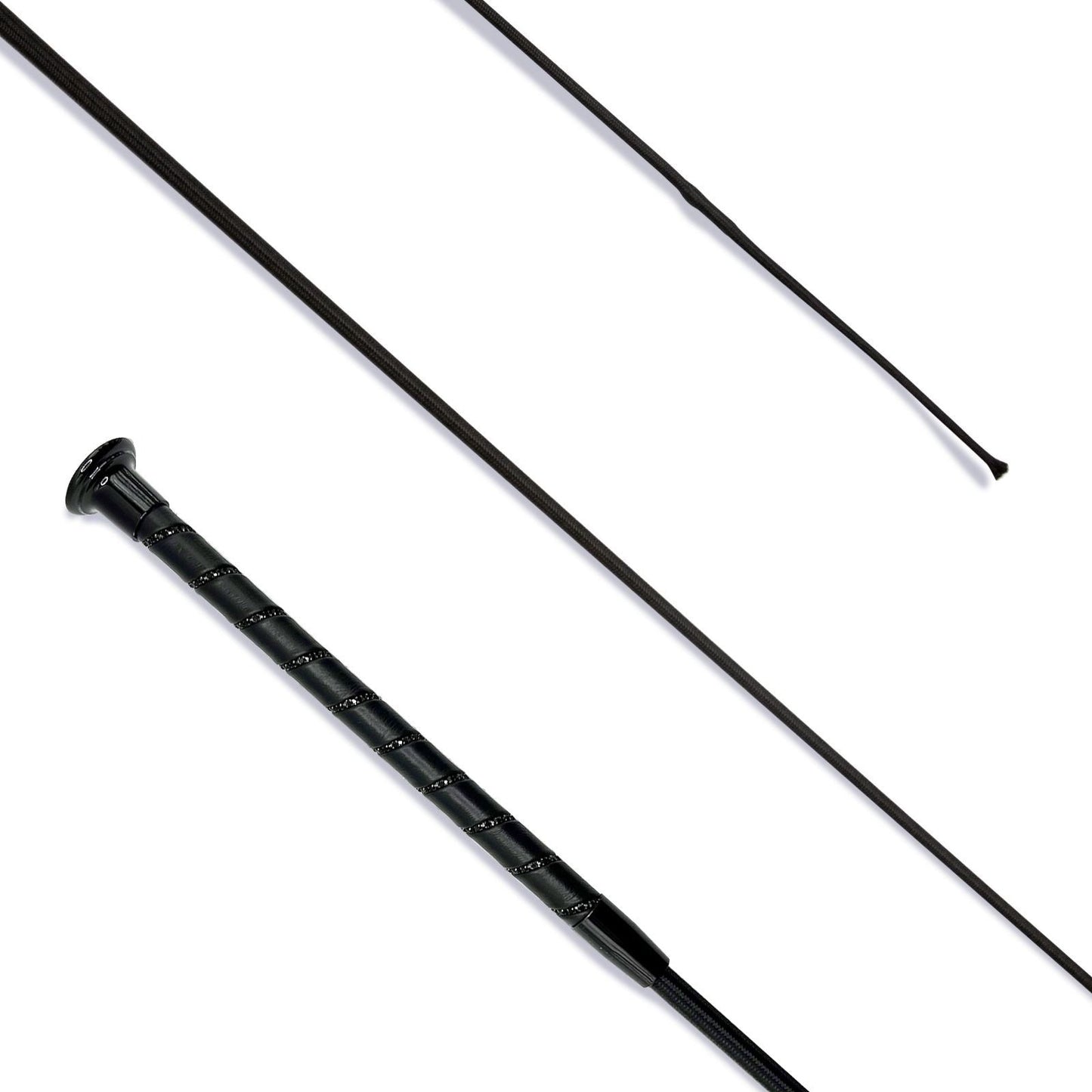 KM Elite Dressage Whip Black Grip with Crystal Spiral