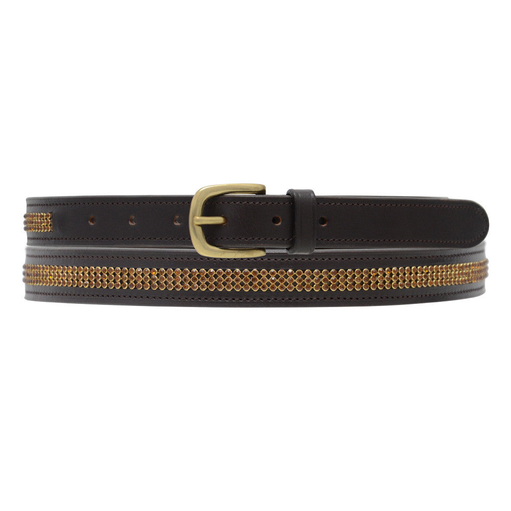 Hy Crystal Diamante Leather Belt