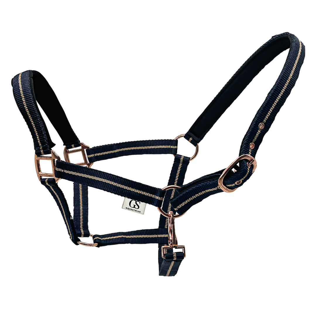 GS Equestrian Lurex Rose Gold Detail Headcollar