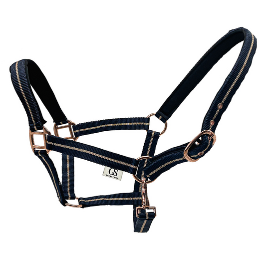 GS Equestrian Lurex Rose Gold Detail Headcollar