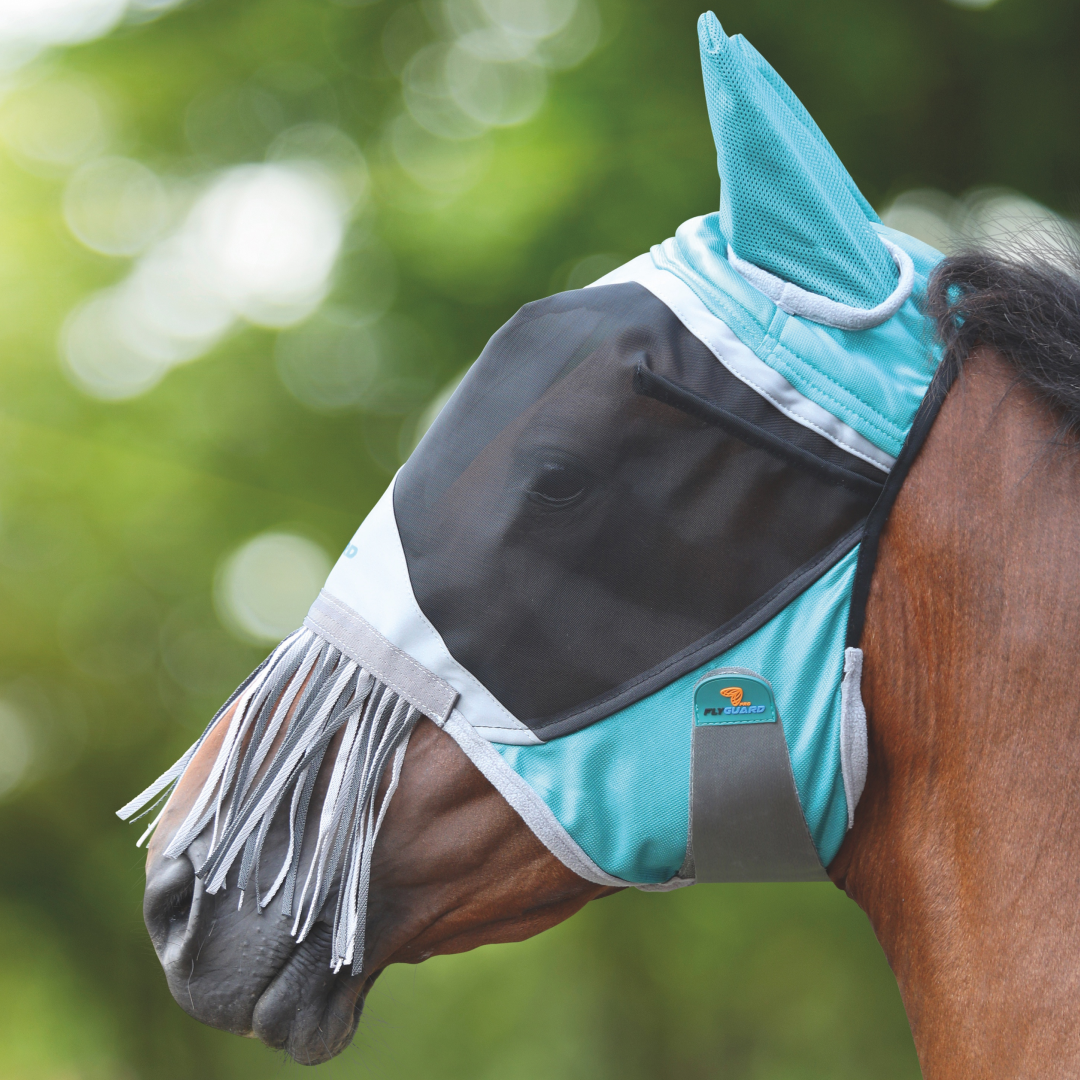 Shires FlyGuard Pro Deluxe Fly Mask With Ears & Nose Fringe