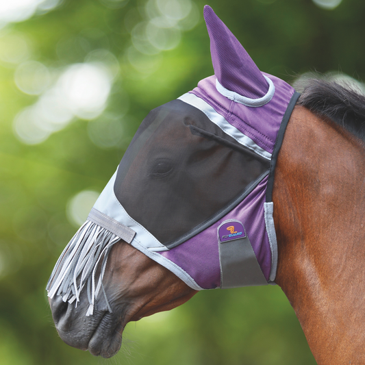 Shires FlyGuard Pro Deluxe Fly Mask With Ears & Nose Fringe