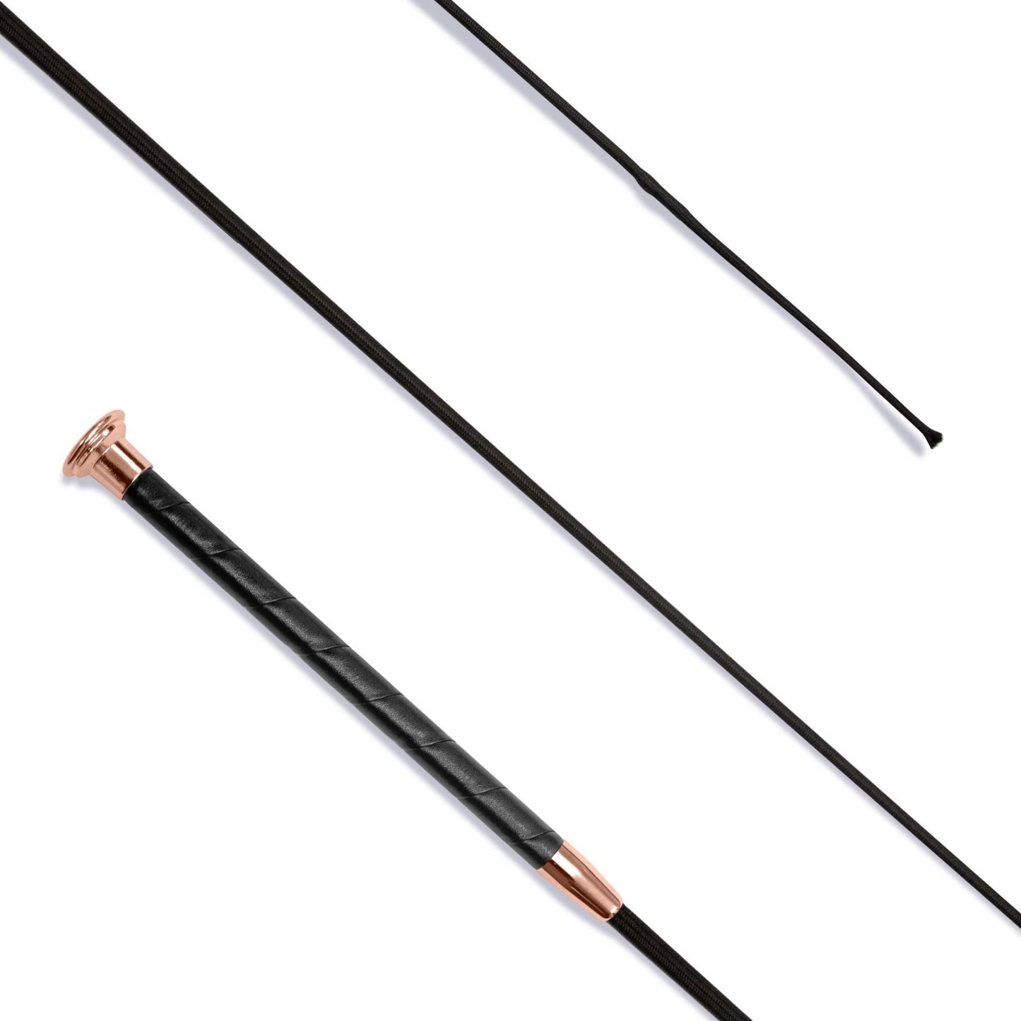 KM Elite Dressage Whip Leather Grip with Rose Gold Cap