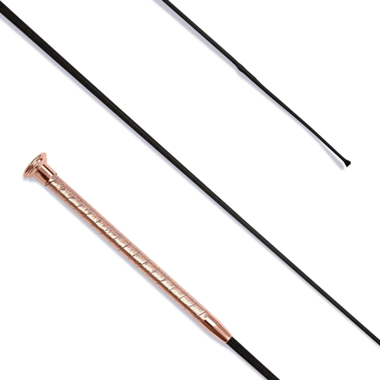 KM Elite Dressage Whip Leather Grip with Rose Gold Cap