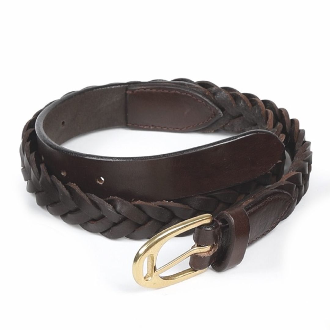 Shires Aubrion Plaited Leather Skinny Belt