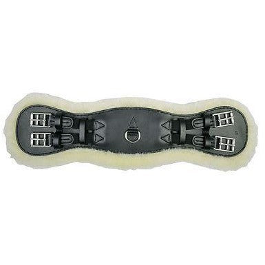HKM Real Lambs Wool Black Leather Dressage Girth