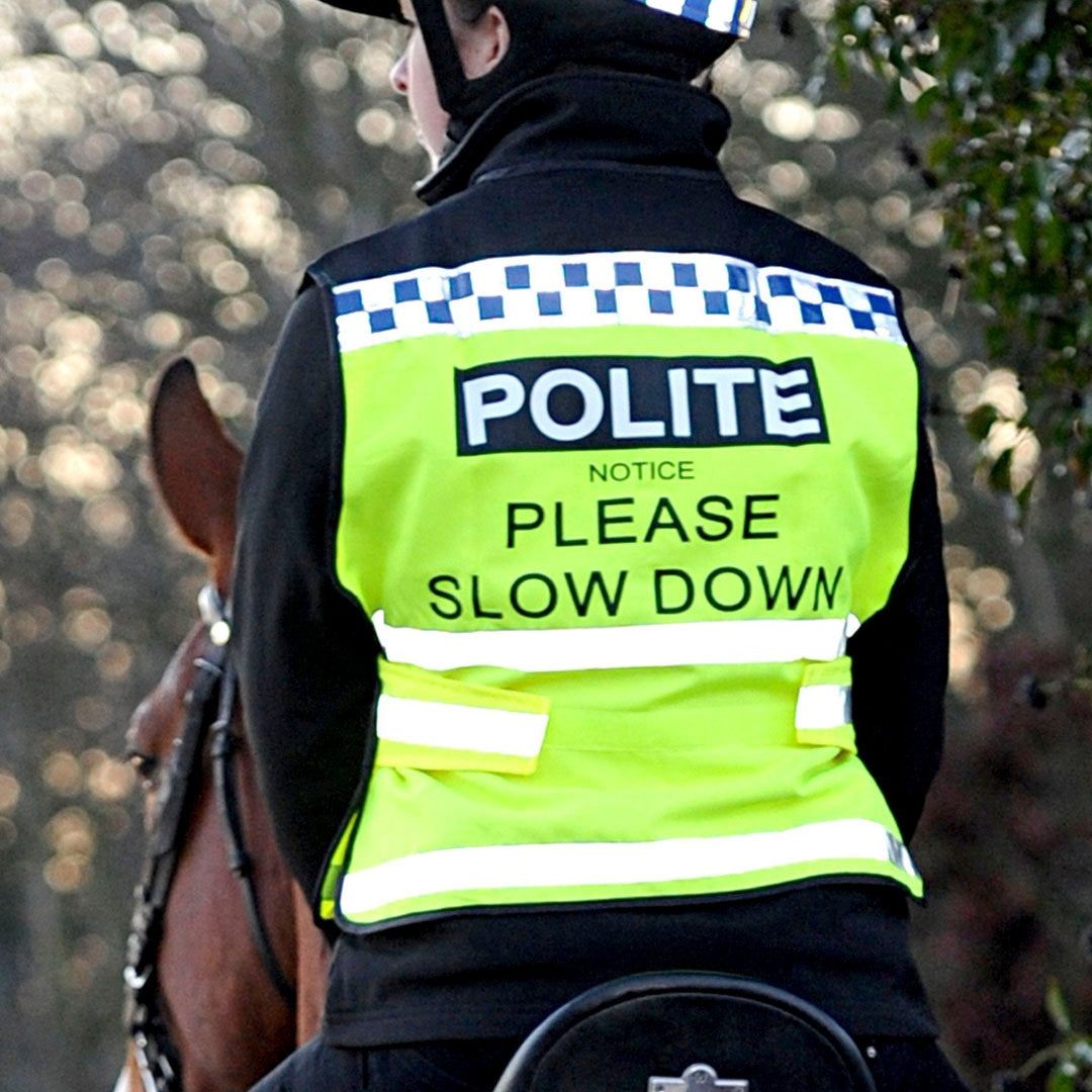 Equisafety Polite Please Pass Wide and Slow High Visibility Junior Waistcoat