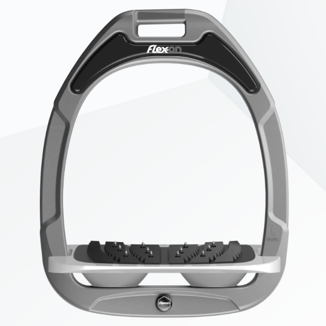 Flex-On Green Composite Inclined Ultra Grip Stirrups - Silver Grey/Grey/Grey