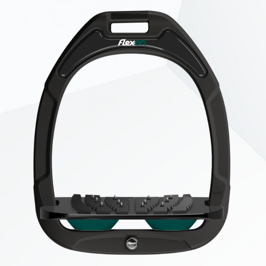 Flex-On Green Composite Inclined Ultra Grip Stirrups - Black/Black/Dark Green