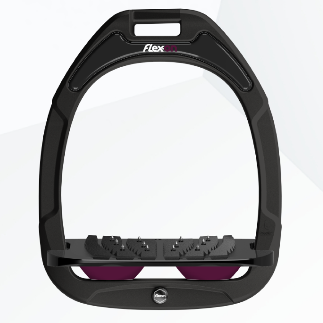 Flex-On Green Composite Inclined Ultra Grip Stirrups - Black/Black/Plum