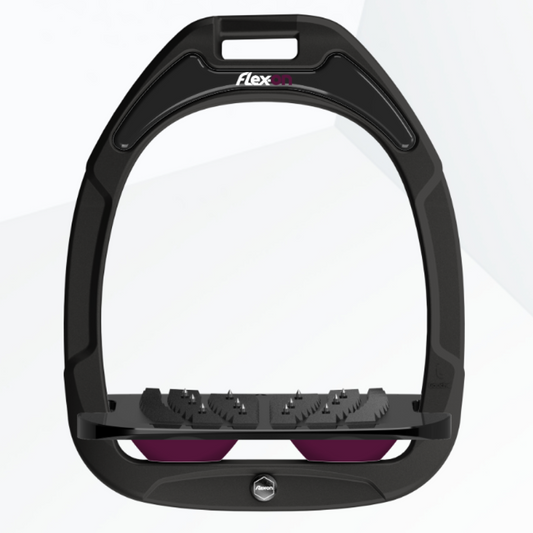 Flex-On Green Composite Inclined Ultra Grip Stirrups - Black/Black/Plum