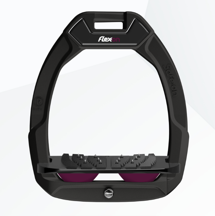 Flex-On Safe-On Inclined Ultra Grip Stirrups - Black/Black/Plum