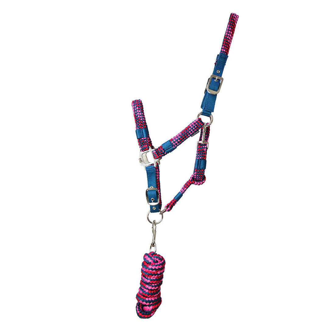 Hy Equestrian Multicolour Adjustable Head Collar with Rope