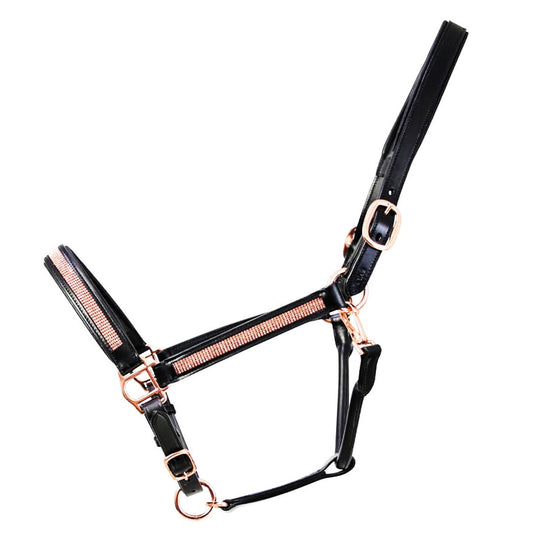 Hy Equestrian Rosciano Rose Gold Detail Leather Head Collar