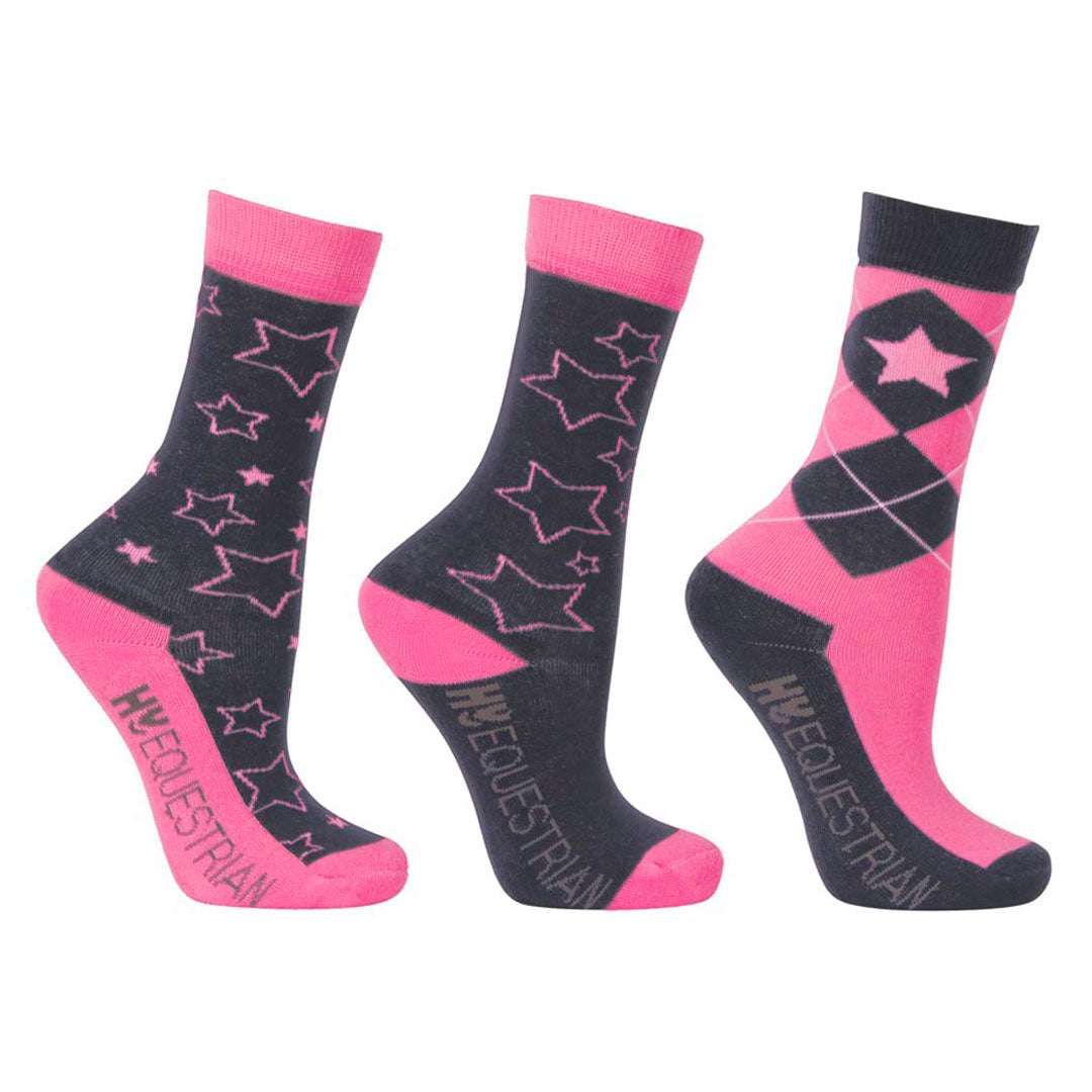 Hy Equestrian Stella Children's Socks - Pack of 3