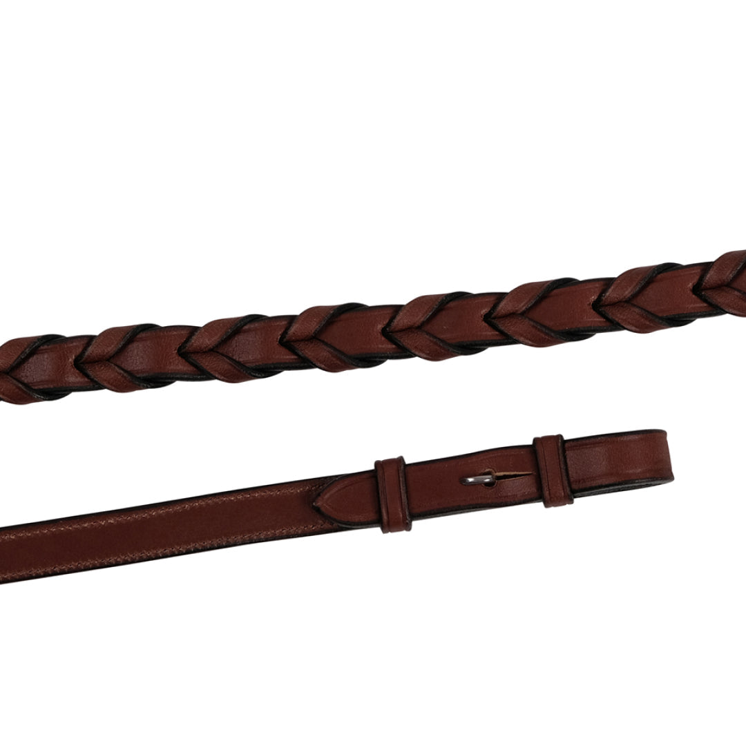 Montar Laced Deco Leather Reins With French Hooks