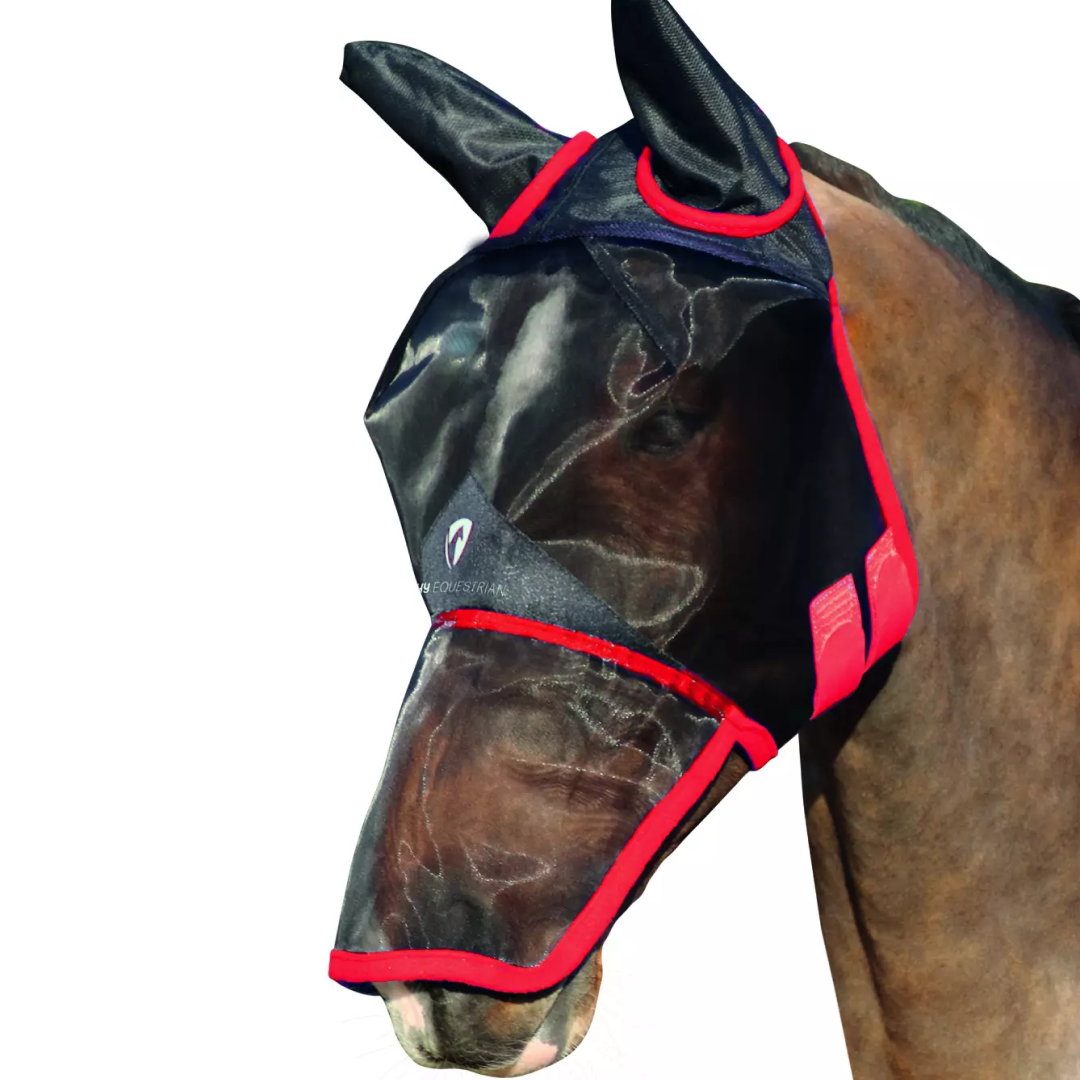 Hy Equestrian Mesh Full Mask with Ears and Nose Coverage