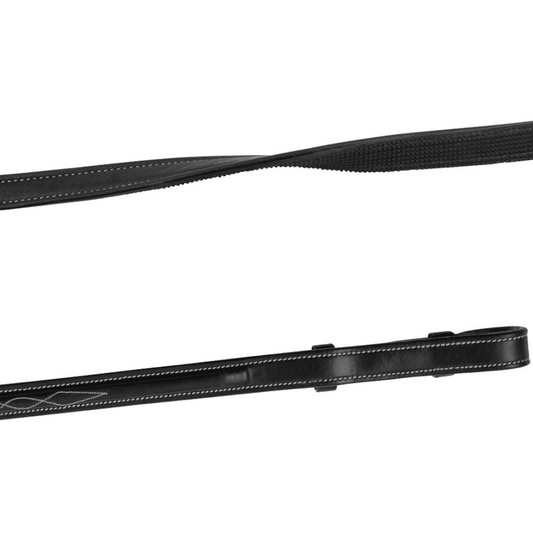 Montar Smooth Leather/Rubber Reins, Cream Decoration With French Hooks
