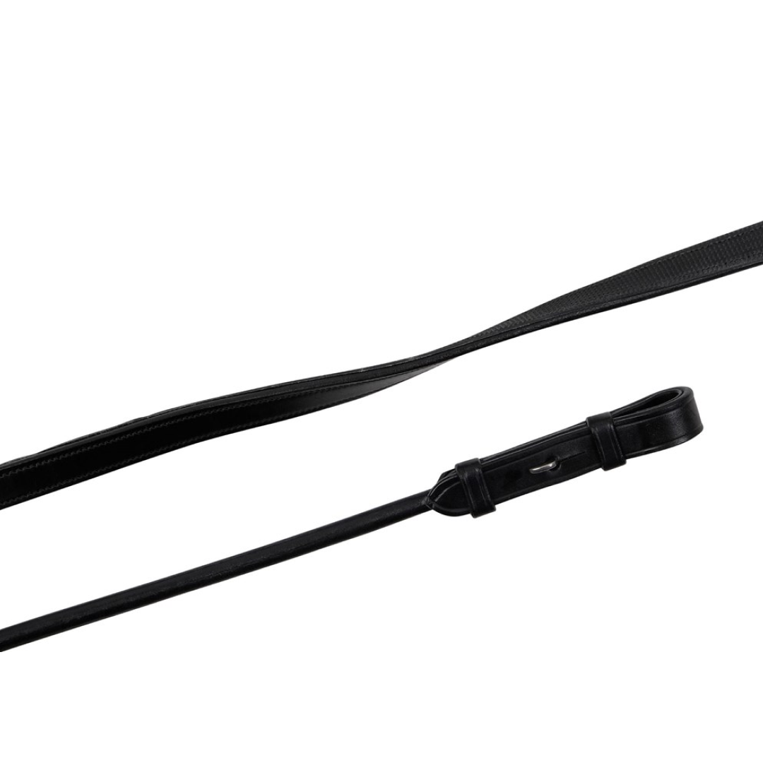 Montar Leather/Rubber Round Reins With French Hooks