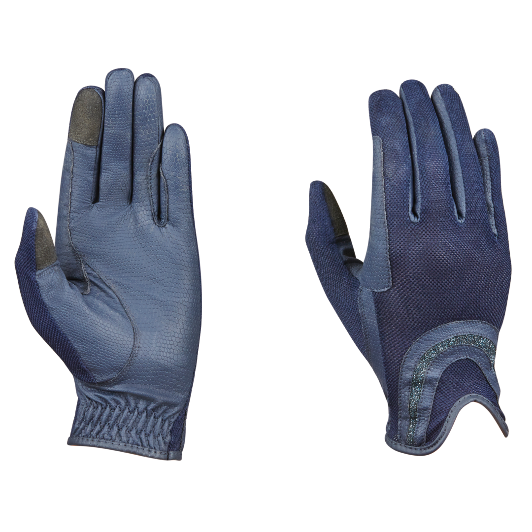Dublin Pull On Glitter Mesh Back Riding Gloves