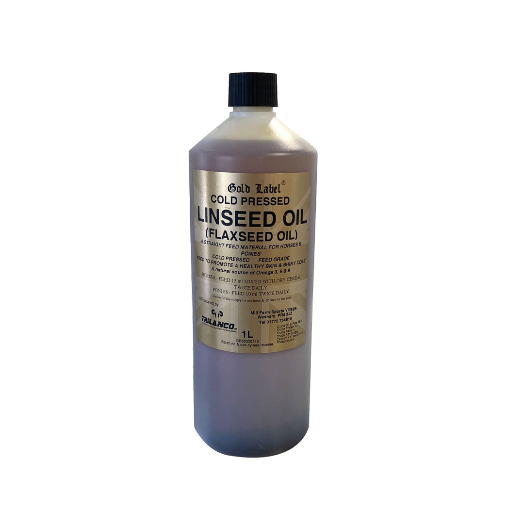 Aceite de linaza de la etiqueta de oro