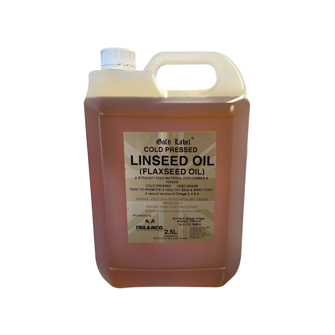 Aceite de linaza de la etiqueta de oro