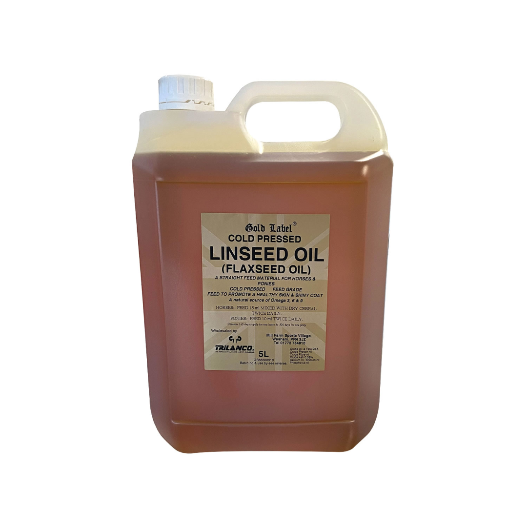 Aceite de linaza de la etiqueta de oro