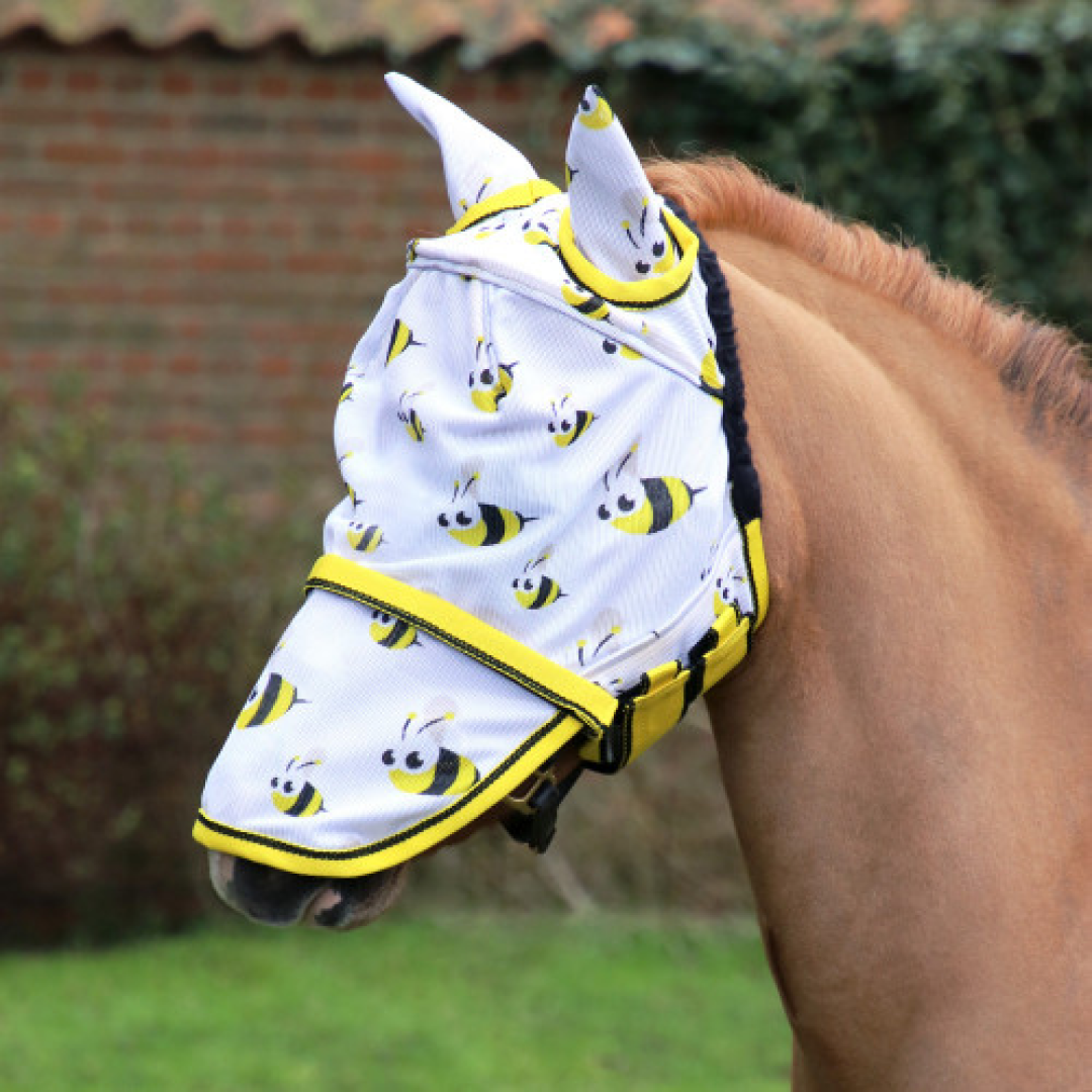 Hy Equestrian Tropical Paradise Fly Mask with Ears and Detachable Nose