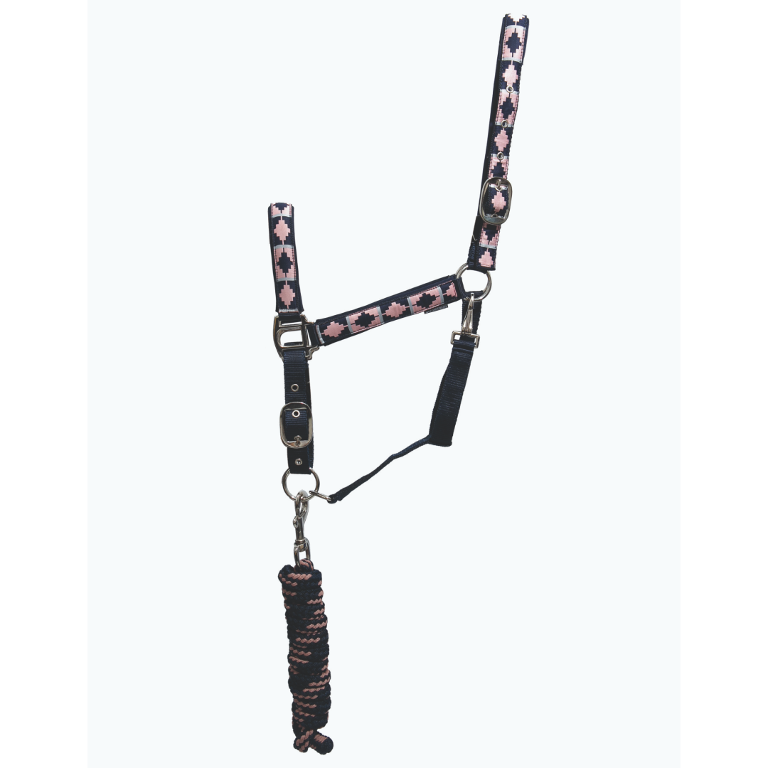 Hy Equestrian Woven Polo Head Collar and Lead Rope