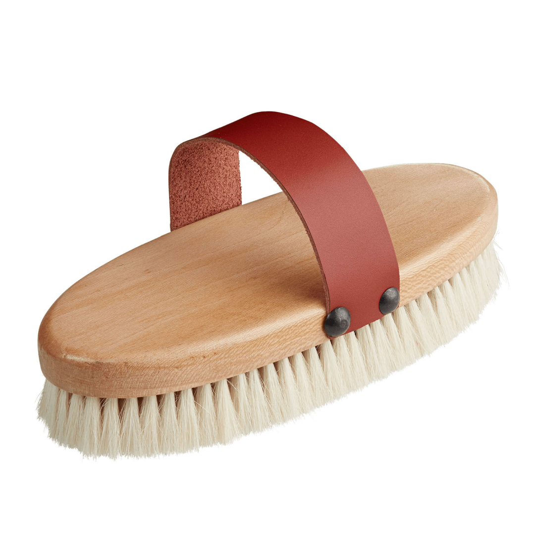 Bitz Soft Goat Hair Body Brush with Leather Handle