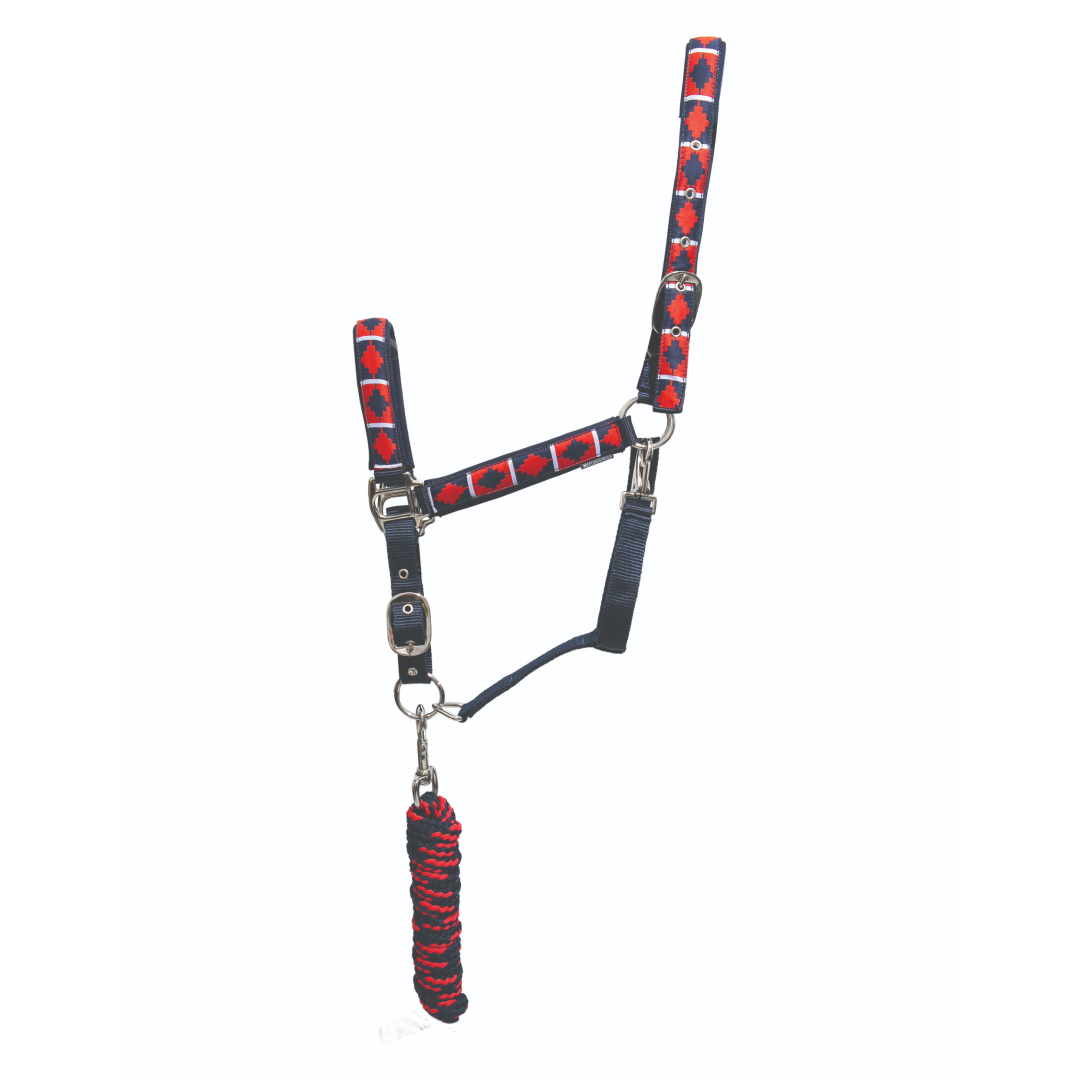 Hy Equestrian Woven Polo Head Collar and Lead Rope
