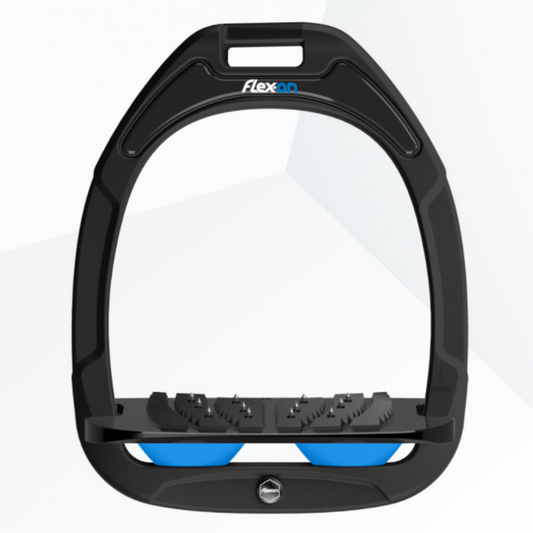 Flex-On Green Composite Inclined Ultra Grip Stirrups - Black/Black/Light Blue