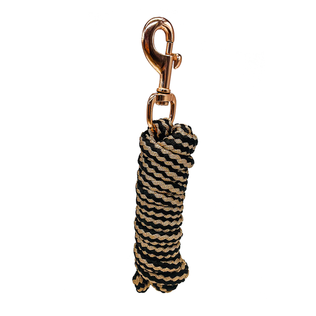 GS Equestrian Lurex Rose Gold Extra Long Lead Rope