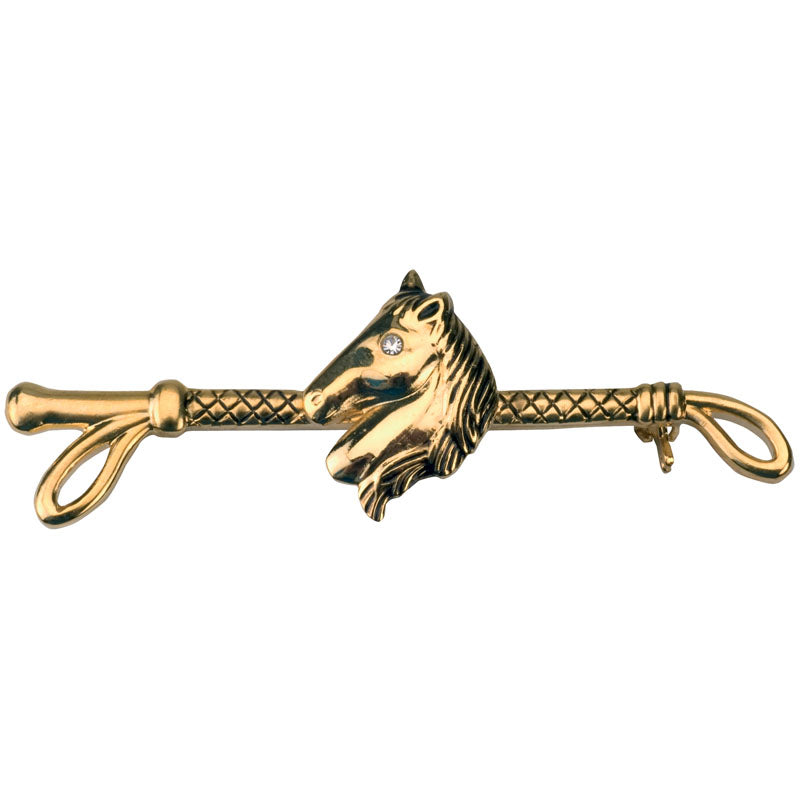 Imperial Riding Whip And Horse Head Stock Pin