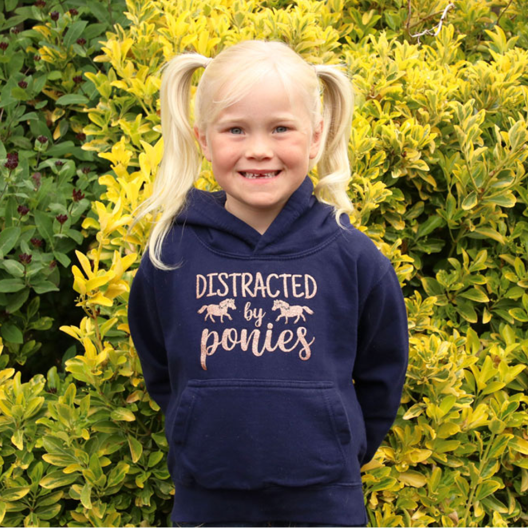 British Country Collection Distracted by Ponies Glitter Hoodie